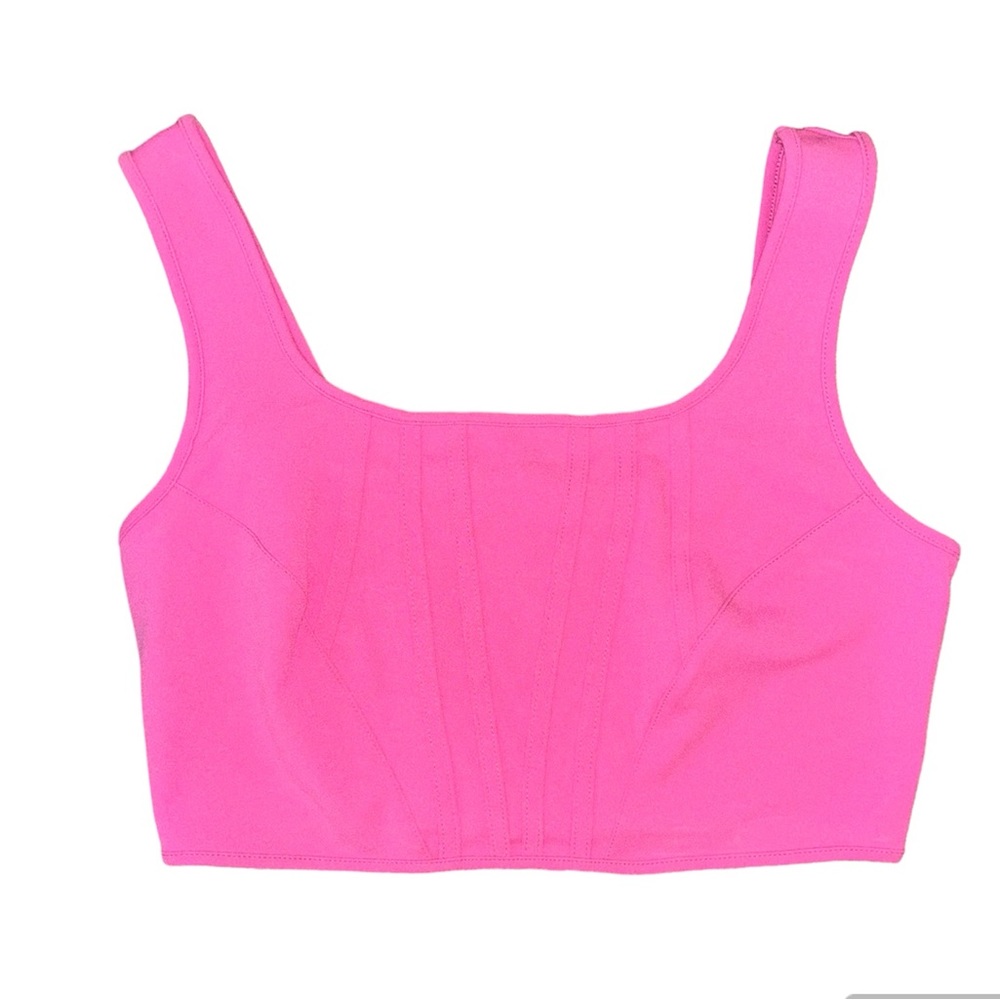 Happily Grey corset style crop tank top hot pink size L NWT